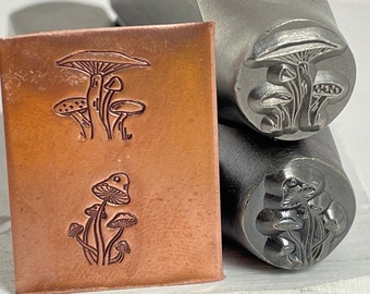 Set Of 2 Mushroom Stamps, Mushroom Fungus Stamps, Fungi Jewelry Stamps, Metal Stamping, Jewelry Making Stamps, Whimsical Jewelry, Romazone
