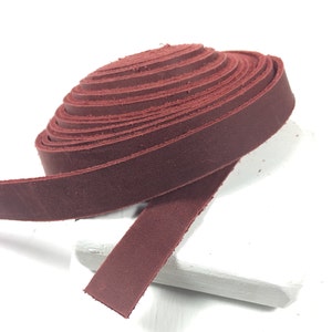 Leather Straps, Wrap Leather Strips, Narrow Leather Band, Leather Strapping, 5 inch, 1/2 in, Red Brown Leather, 2 60 inch strips 120 in