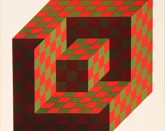 Victor Vasarely, Composition, Hexagone, Limited Edition Héliogravure