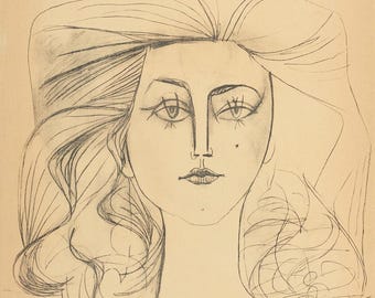 パブロ・ピカソ、「FEMME AU CHALE ROUGE」、海外版超希少レゾネ パブロ・ピカソ、作曲 (Cramer 67; Bloch 748; Mourlot 245; Bloch