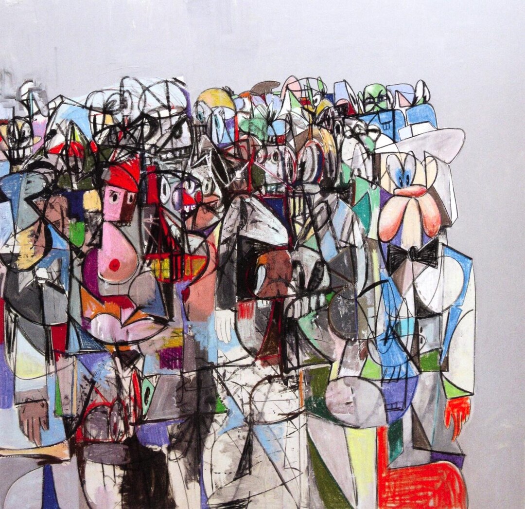 ジョージ・コンド、圧縮 I、ドローイング絵画、限定版 4 色プロセス