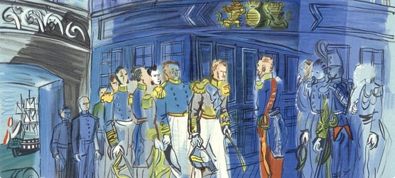 Raoul Dufy, Le Prince De Joinville Reçu à Bord D'une Fregate