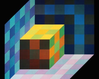 Victor Vasarely, Tridim-C, van Progressions II, originele editie heliogravure, 1972