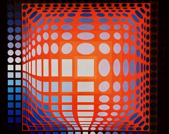 Victor Vasarely, Koska-Quemer, aus Fortschritts I, Originalausgabe Heliogravure, 1972