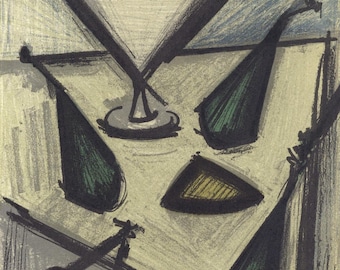 ベルナール・ビュッフェ作「静物画」リトグラフ、1968年、特注額装