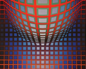 Victor Vasarely, Composition, Damier, Limitierte Auflage Héliogravure
