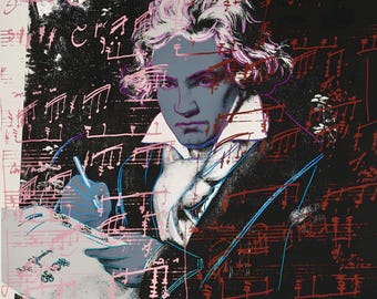 アンディ・ウォーホル - 「ベートーヴェン、1987」 - 大型オフセット