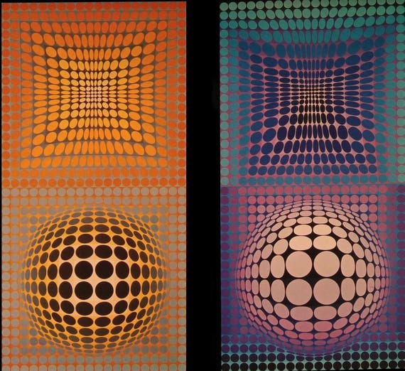 Victor Vasarely, Composition, Damier, Limited Edition Héliogravure