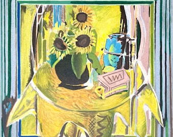 ジョルジュ・ブラック「花束1」1955年オリジナルリトグラフ、直筆