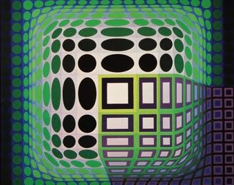 Victor Vasarely, Composition, Damier, Limitierte Auflage Héliogravure