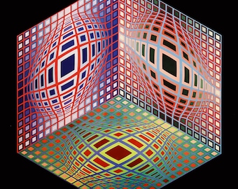 Victor Vasarely, Test-2, uit Progressions I, originele editie heliogravure, 1972