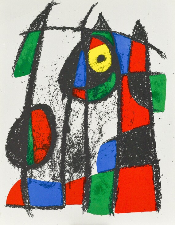 JOAN MIRO リトグラフ　フレーム付き Joan Miro Square Frame 名画 ジョアン ミロ La lune verte 美工