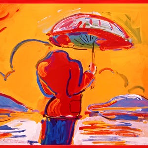 Peter Max, Umbrella Man at Sea, 2000, Hand Signed, Official Edition Offset Lithograph