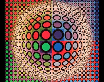 Victor Vasarely, Vega-Pal-B, from Progressions I, Original Edition Heliogravure, 1972
