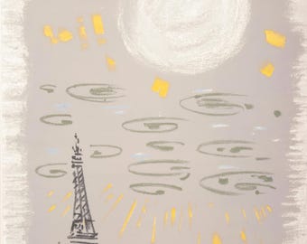 Andre Masson, The Eiffel Tower in a Gray Sky, from Views of Paris, Limited Edition Lithograph, 1963