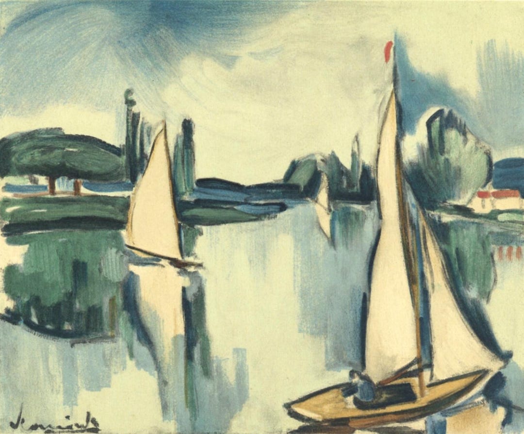 Maurice De Vlaminck, Voiliers Sur La Seine, Vlaminck, Signed