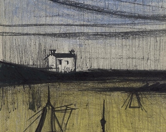 ベルナール・ビュッフェ作「静物画」リトグラフ、1968年、特注額装