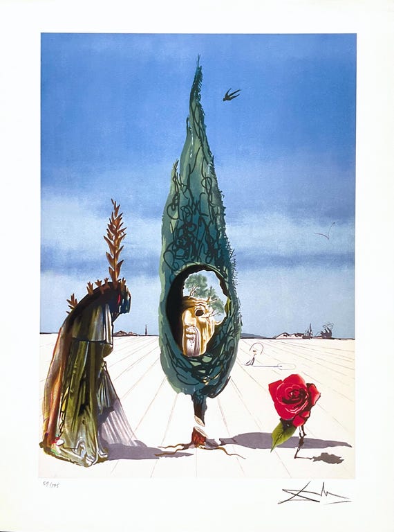 Salvador Dali, L'énigme De La Rose (mort), Signed, Limited Edition