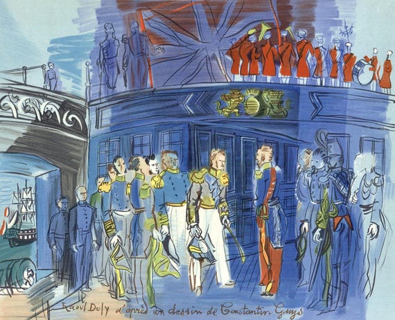 Raoul Dufy, Le Prince De Joinville Reçu à Bord D'une Fregate