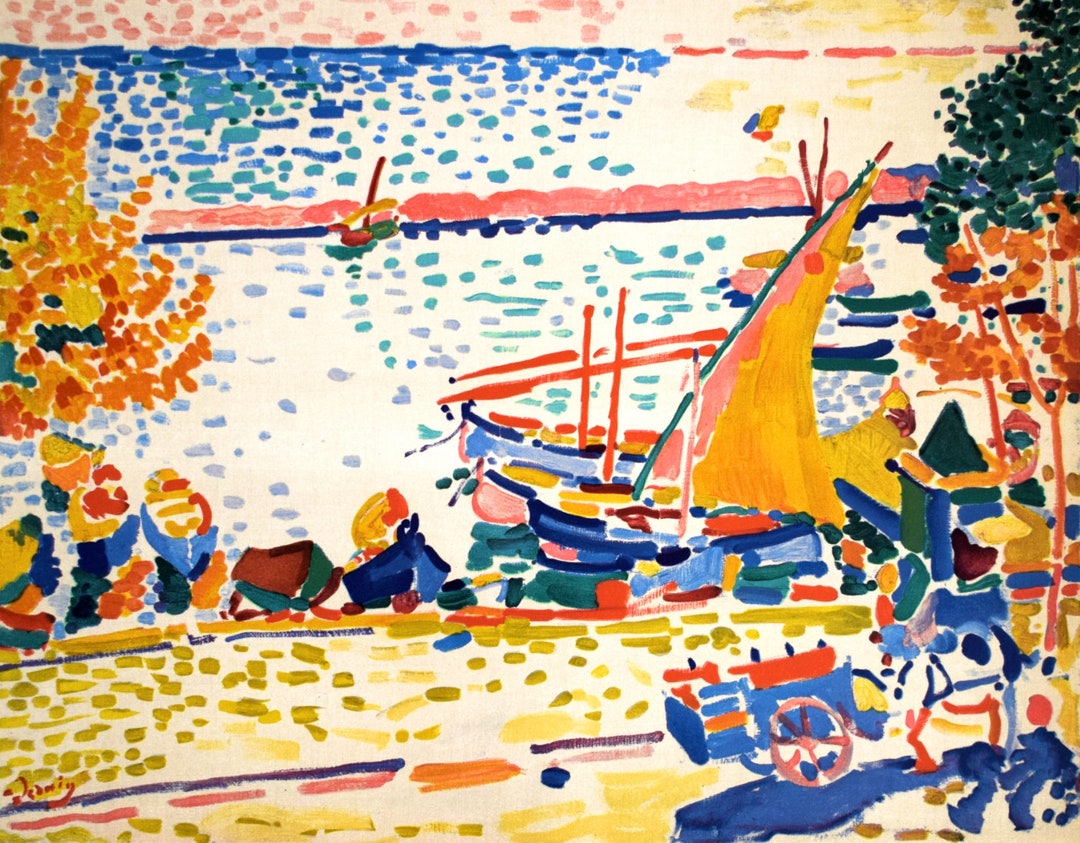 アンドレ・ドラン、コリウールの舟、希少画集画、新品高級額、額装付 アンドレ・ドラン、コリウールの舟、希少画集画、新品高級額、額装付