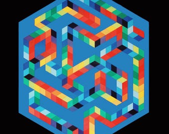 Victor Vasarely, Babel-3, da série Progressões I, Heliogravura da Edição Original, 1972