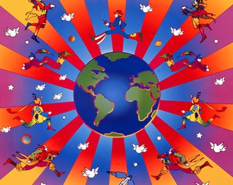 Peter Max, Dzień Ziemi, 2000, ręcznie podpisany, oficjalna edycja, litografia offsetowa
