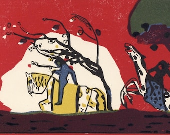 Wassily Kandinsky, Zwei Reiter Vor Rot (roethel 95), Xxe Siècle