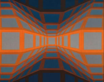 Victor Vasarely, Composition, Damier, Limitierte Auflage Héliogravure
