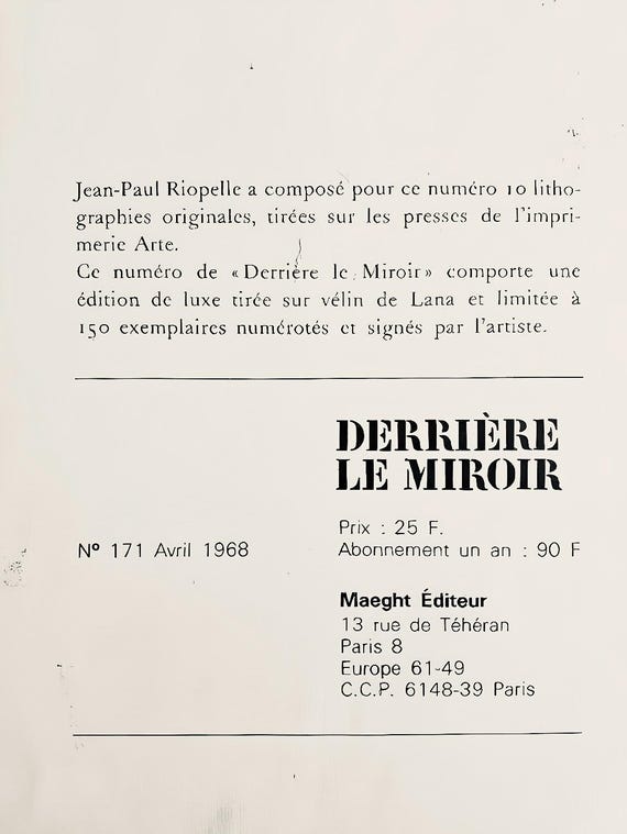 Jean-paul Riopelle, Composition, Derrière Le Miroir, Limited