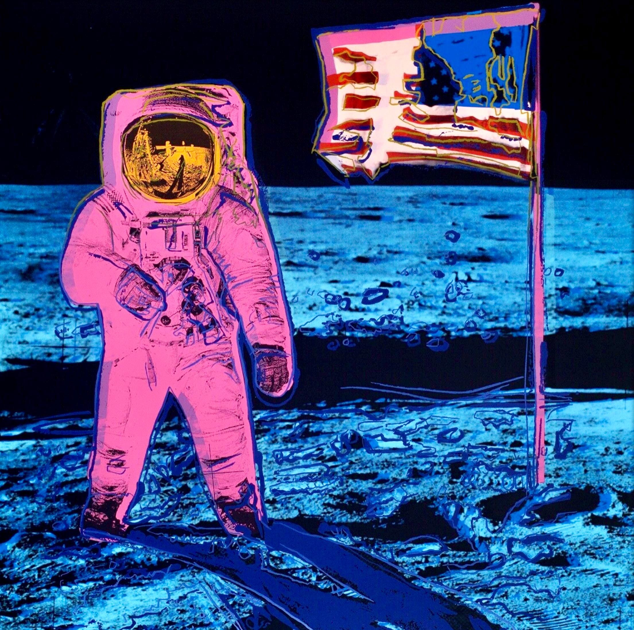 アンディウォーホル【希少】宇宙飛行士とアメリカ国旗　フレーム付き　現代アート Andy warhol moonwalk - Etsy 日本