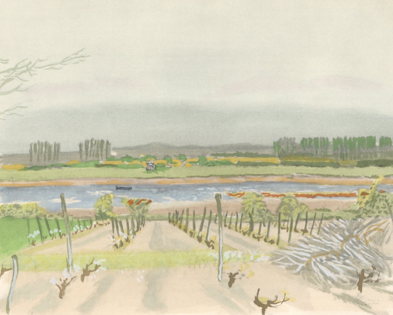 Maurice Brianchon, Une vigne de la doulce France, Vins, Fleurs et Flammes, Lithografie in beperkte oplage
