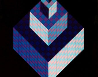 Victor Vasarely, Composition, Hexagone, Limited Edition Héliogravure