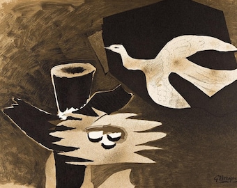 Georges Braque, L&#39;oiseau et son nid, Derrière le miroir, Lithografie in beperkte oplage