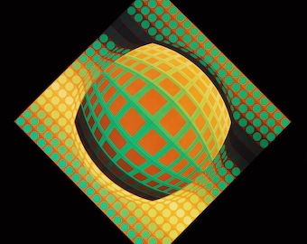 Victor Vasarely, Vega-Zett-OI, from Progressions III, Original Edition Heliogravure, 1972