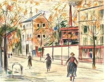 モーリス・ユトリロ 限定版リトグラフ *サイン入り、フレーム付き