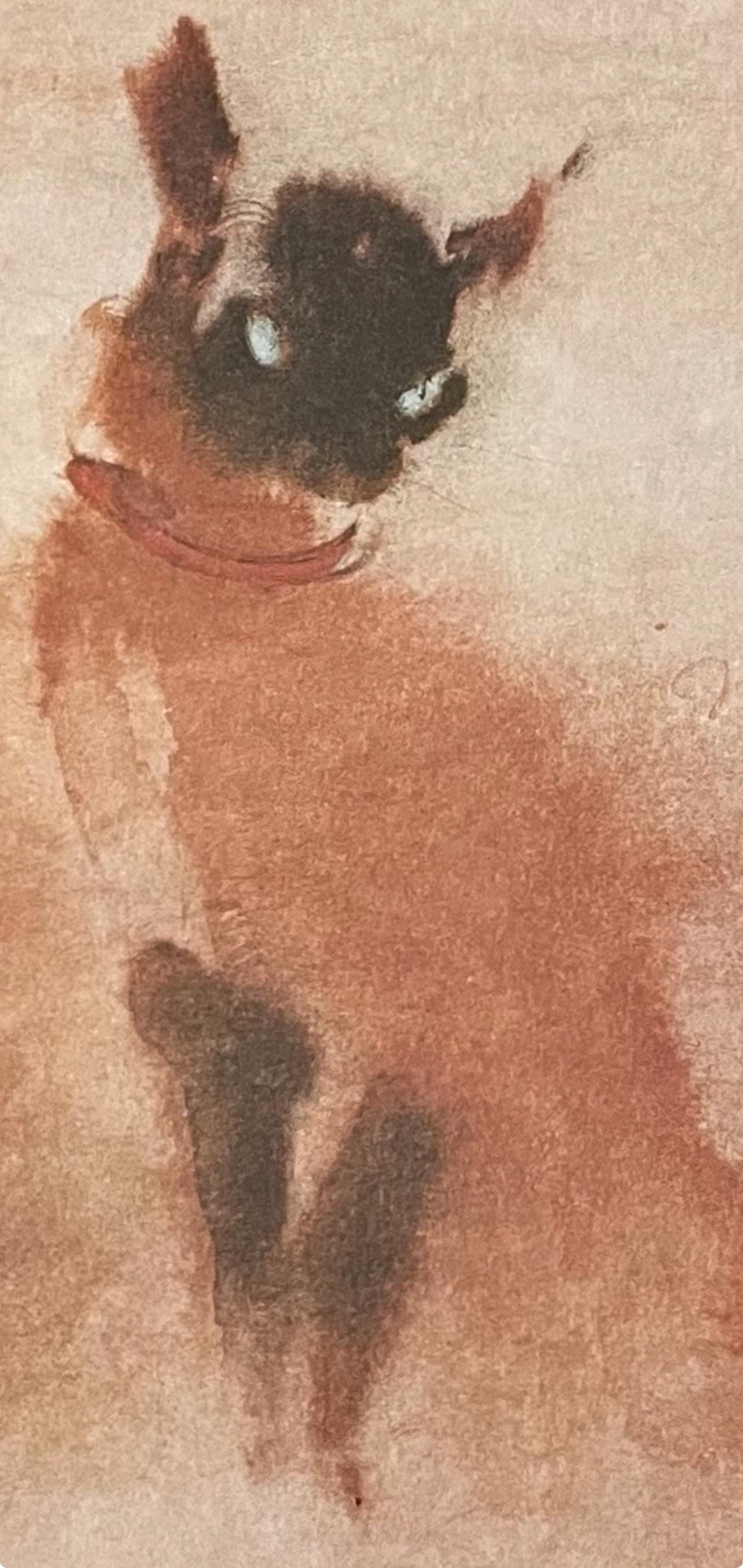 Kaiko Moti, Siamese Cats, Original Edition Offset Lithograph