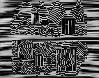 Victor Vasarely, Composition, Ondulatoires, Héliogravure en édition limitée