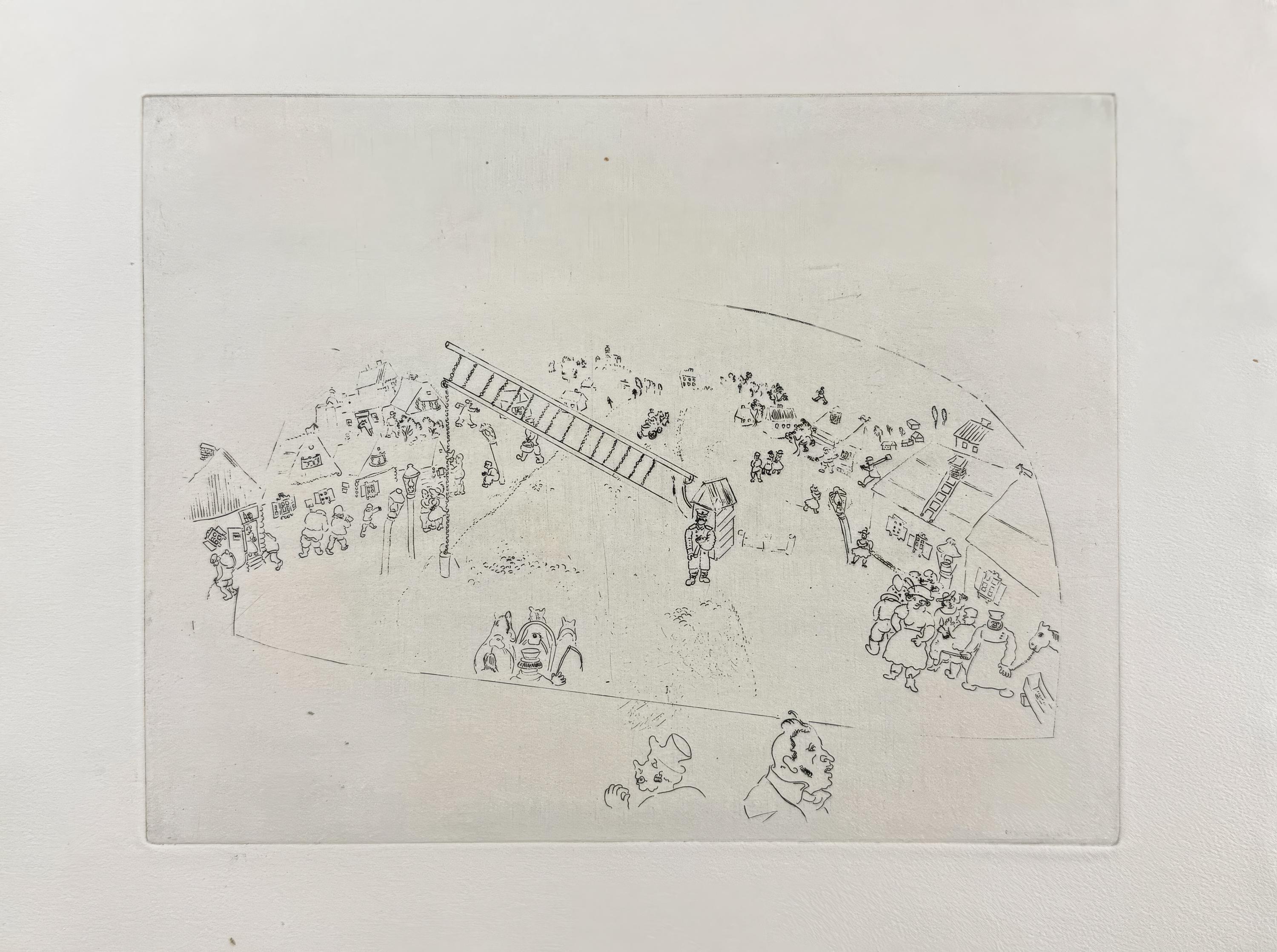シャガール Marc Chagall, at the City Gate, From Dead Souls, Limited Edition