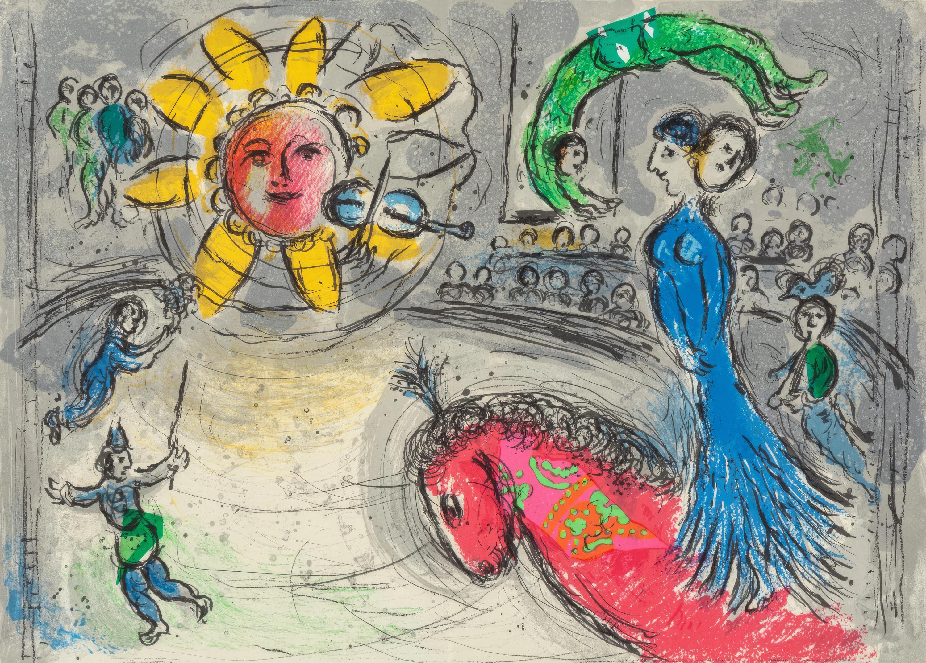 Marc Chagall, Sun With Red Horse, From Derriere Le Miroir, Limited