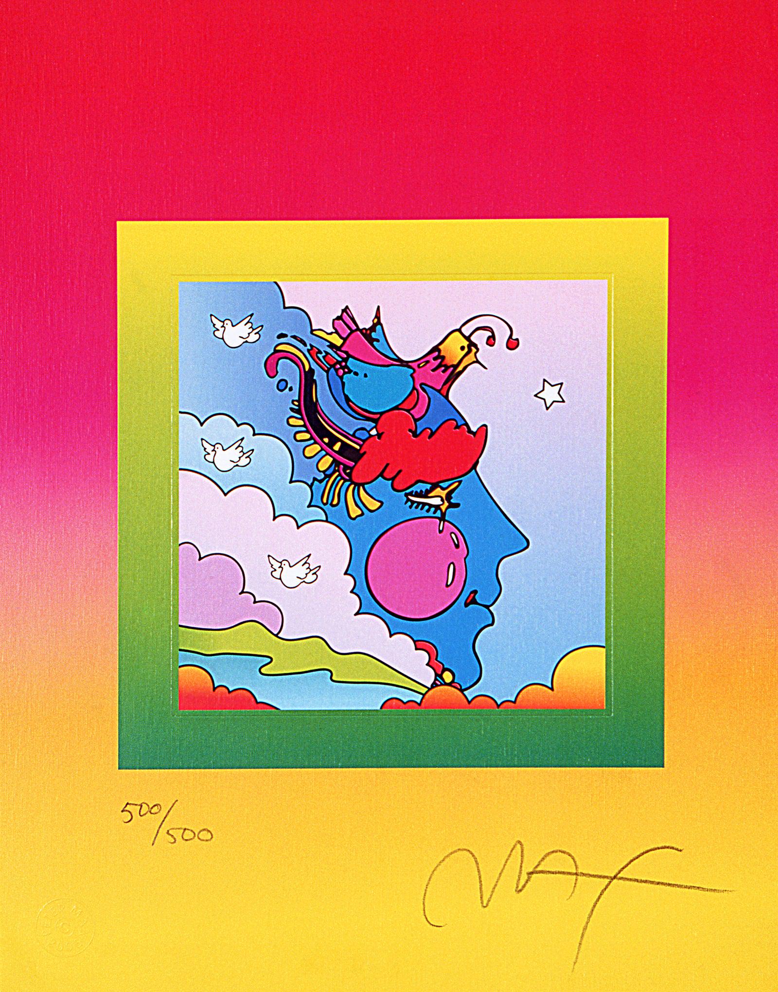 Peter Max, Woodstock Profile on Blends, Hand Signed, Official