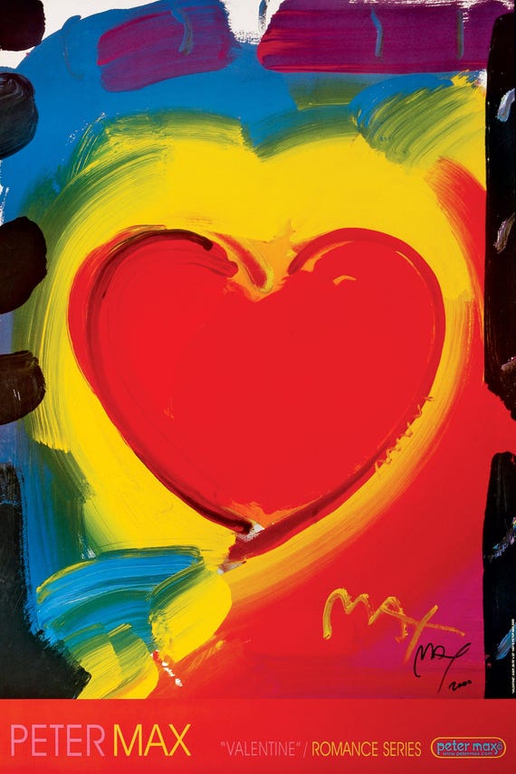 Peter Max, Valentine Heart, 2000, Hand Signed, Official Edition
