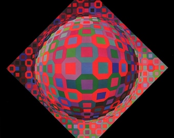 Victor Vasarely, Composition, Octogone, Limited Edition Héliogravure