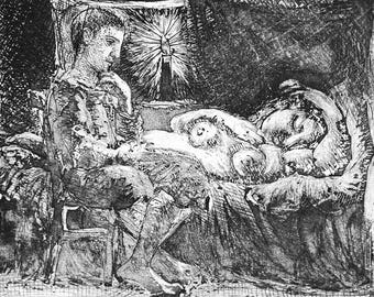 Pablo Picasso, Garçon et Dormeuse à la Chandelle, Suite Vollard, Fac-simile Signed, Limited Edition Lithograph