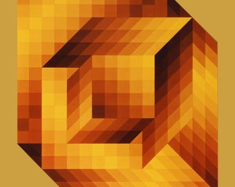 Victor Vasarely, Axo-44, from Progressions III, Original Edition Heliogravure, 1972