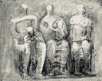 Henry Moore, Tres figuras con niños, Los dibujos de Henry Moore, Litografía de edición limitada