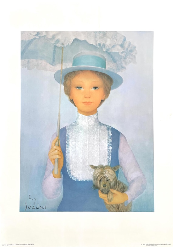 婦人画 ギィ・セラドール作 guy seradou 美術品 芸術品 Guy Séradour, Jeune Fille à L'ombrelle, Original Edition Offset