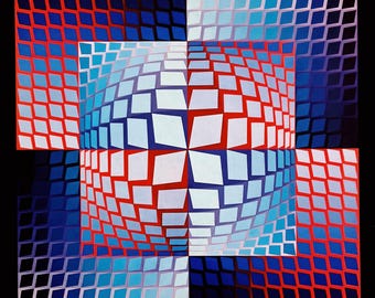 Victor Vasarely, Quazar-Zett, uit Progressions I, originele editie heliogravure, 1972
