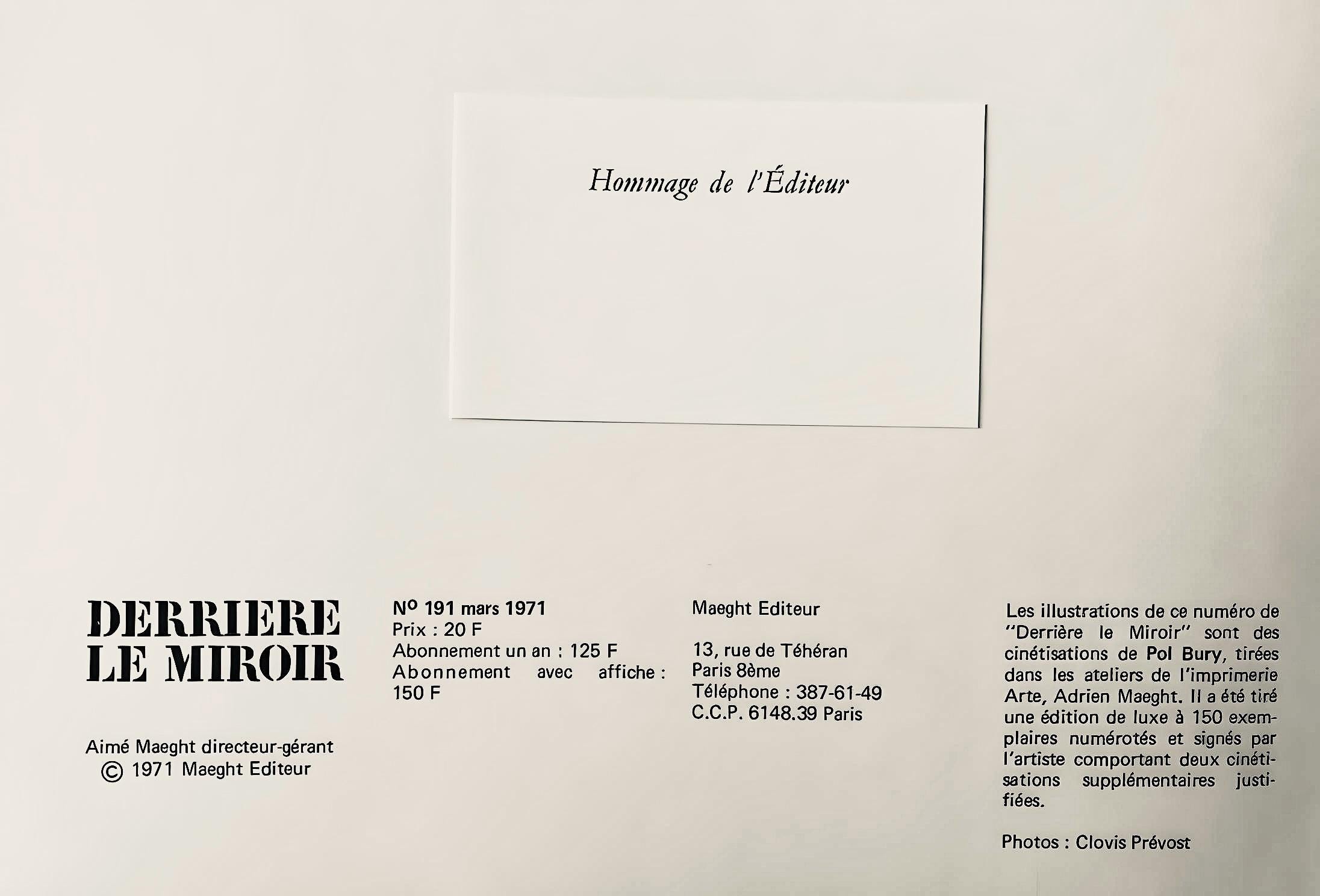 Pol Bury, Cinétisation, Derrière Le Miroir, Limited Edition