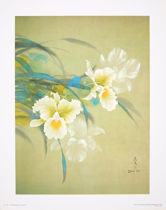 David Lee, White Orchid, Original Edition Offset Lithograph - Etsy