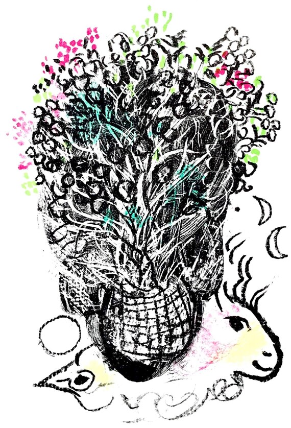 マルクシャガール:「フェルナンに花束を」リトグラフ マルク